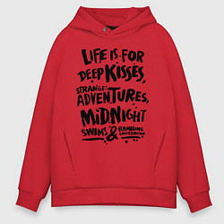 Толстовка оверсайз мужская Life is for deep kisses, цвет: красный