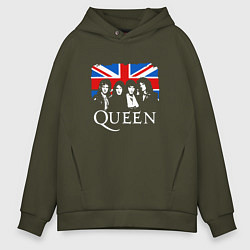 Толстовка оверсайз мужская Queen UK, цвет: хаки