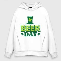 Толстовка оверсайз мужская Beer day, цвет: белый