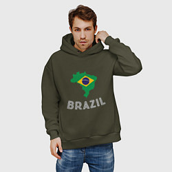 Толстовка оверсайз мужская Brazil Country, цвет: хаки — фото 2
