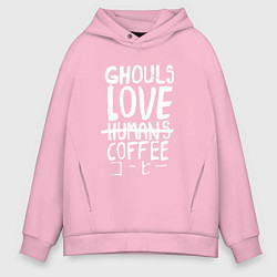 Толстовка оверсайз мужская Ghouls Love Coffee, цвет: светло-розовый