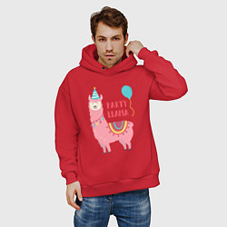 Толстовка оверсайз мужская Party Llama, цвет: красный — фото 2
