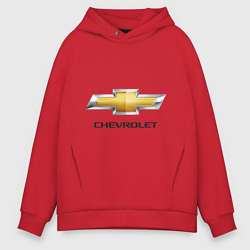 Мужское худи оверсайз Chevrolet логотип / Красный – фото 1