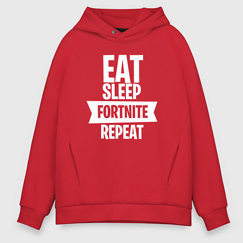 Мужское худи оверсайз Eat Sleep Fortnite Repeat / Красный – фото 1