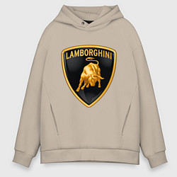 Толстовка оверсайз мужская Lamborghini logo, цвет: миндальный