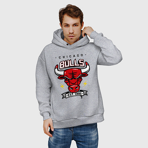 Мужское худи оверсайз Chicago Bulls est. 1966 / Меланж – фото 3