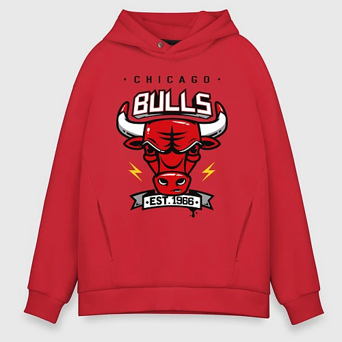 Мужское худи оверсайз Chicago Bulls est. 1966 / Красный – фото 1