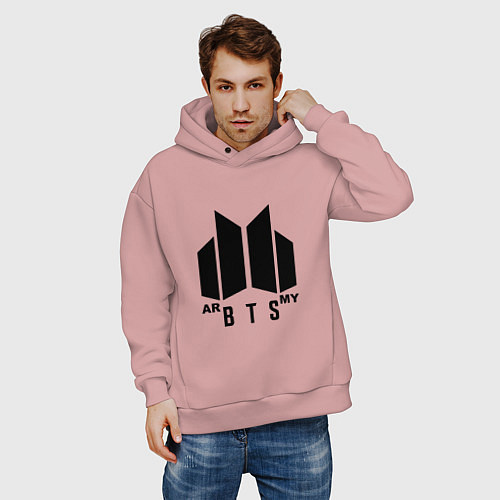 Мужское худи оверсайз BTS ARMY / Пыльно-розовый – фото 3