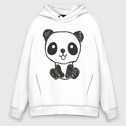 Толстовка оверсайз мужская Малыш панда, цвет: белый