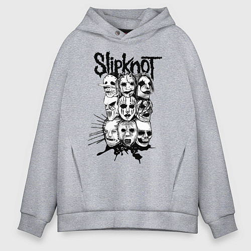 Мужское худи оверсайз Slipknot Faces / Меланж – фото 1