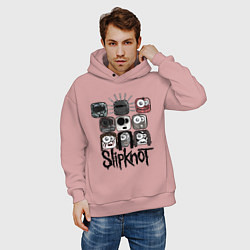 Толстовка оверсайз мужская Slipknot Masks, цвет: пыльно-розовый — фото 2