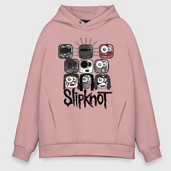 Толстовка оверсайз мужская Slipknot Masks, цвет: пыльно-розовый
