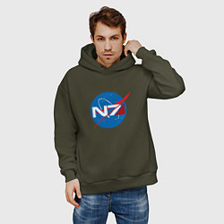 Толстовка оверсайз мужская NASA N7, цвет: хаки — фото 2