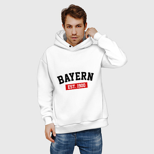 Мужское худи оверсайз FC Bayern Est. 1900 / Белый – фото 3