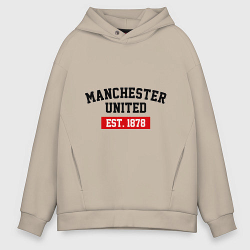 Мужское худи оверсайз FC Manchester United Est. 1878 / Миндальный – фото 1