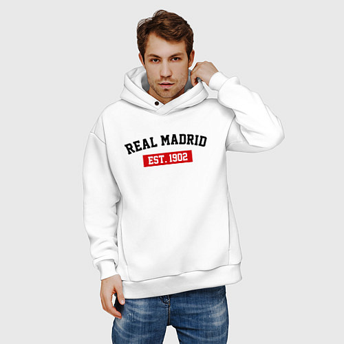 Мужское худи оверсайз FC Real Madrid Est. 1902 / Белый – фото 3