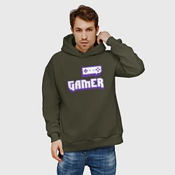 Толстовка оверсайз мужская Twitch Gamer, цвет: хаки — фото 2