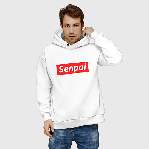 Мужское худи оверсайз Senpai Supreme / Белый – фото 3