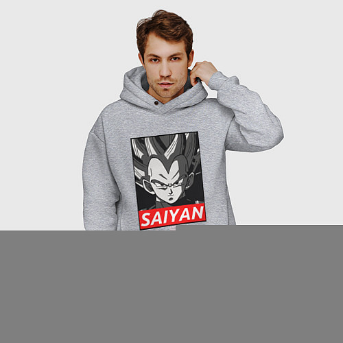 Мужское худи оверсайз SAIYAN OBEY / Меланж – фото 3