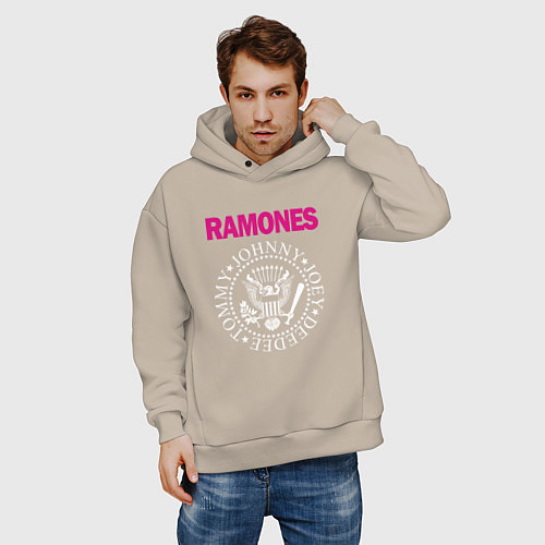 Мужское худи оверсайз Ramones Boyband / Миндальный – фото 3