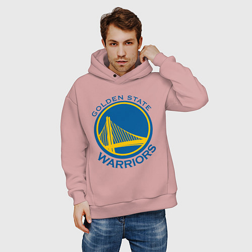 Мужское худи оверсайз Golden state Warriors / Пыльно-розовый – фото 3
