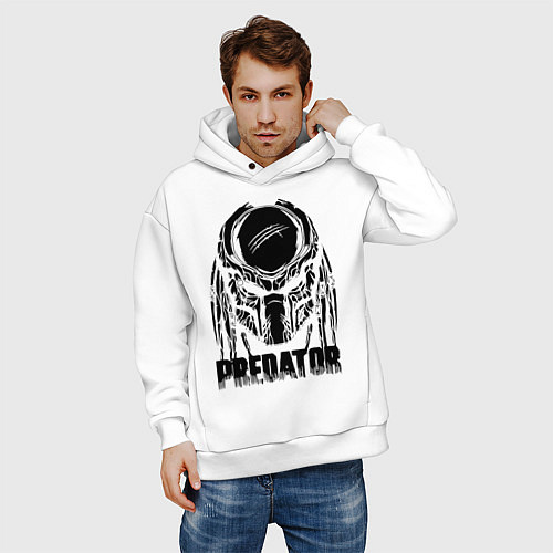 Мужское худи оверсайз Predator Mask / Белый – фото 3