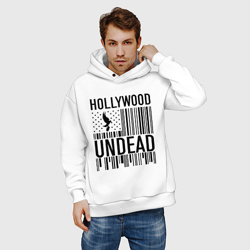 Мужское худи оверсайз Hollywood Undead: flag / Белый – фото 3