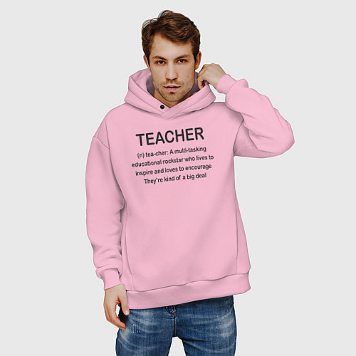 Мужское худи оверсайз Teacher / Светло-розовый – фото 3