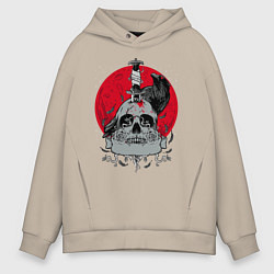 Толстовка оверсайз мужская Ворон, цвет: миндальный