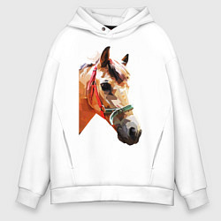 Толстовка оверсайз мужская Лошадь, цвет: белый