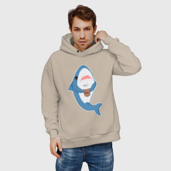 Толстовка оверсайз мужская Hype Shark, цвет: миндальный — фото 2