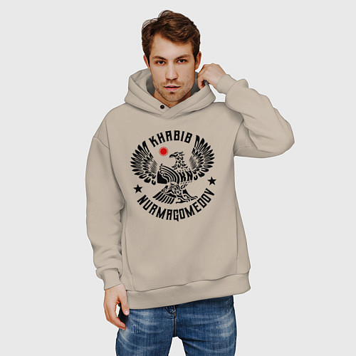 Мужское худи оверсайз Хабиб Нурмагомедов / Миндальный – фото 3