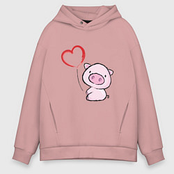 Толстовка оверсайз мужская Pig Love, цвет: пыльно-розовый