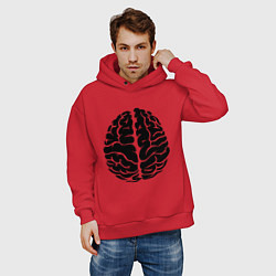 Толстовка оверсайз мужская Он: мозг, цвет: красный — фото 2
