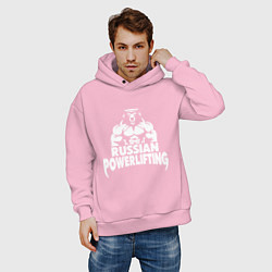 Толстовка оверсайз мужская Russian powerlifting, цвет: светло-розовый — фото 2