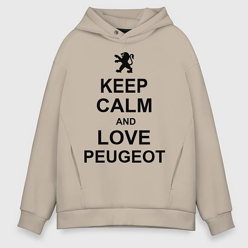 Мужское худи оверсайз Keep Calm & Love Peugeot / Миндальный – фото 1