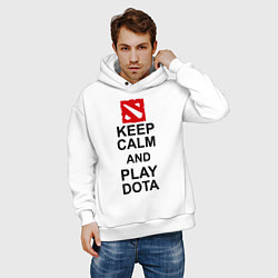 Толстовка оверсайз мужская Keep Calm & Play Dota, цвет: белый — фото 2