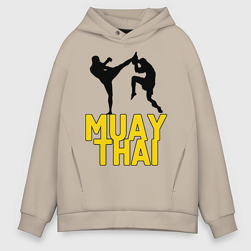 Мужское худи оверсайз Muay Thai / Миндальный – фото 1