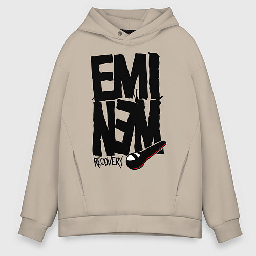 Мужское худи оверсайз Eminem recovery / Миндальный – фото 1