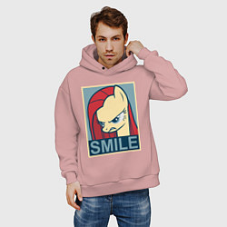 Толстовка оверсайз мужская MLP: Smile, цвет: пыльно-розовый — фото 2