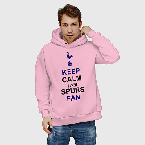 Мужское худи оверсайз Keep Calm & Spurs fan / Светло-розовый – фото 3