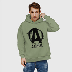 Толстовка оверсайз мужская Animal Logo, цвет: авокадо — фото 2