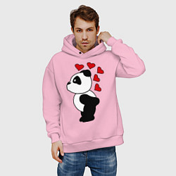 Толстовка оверсайз мужская Поцелуй панды: для него, цвет: светло-розовый — фото 2