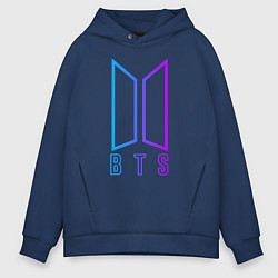 Толстовка оверсайз мужская BTS: Neon Night, цвет: тёмно-синий
