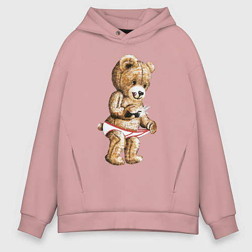 Мужское худи оверсайз Nasty Bear / Пыльно-розовый – фото 1