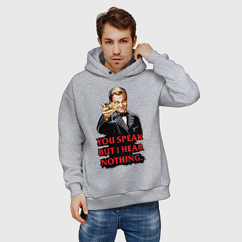 Мужское худи оверсайз Gatsby: You Speak / Меланж – фото 3
