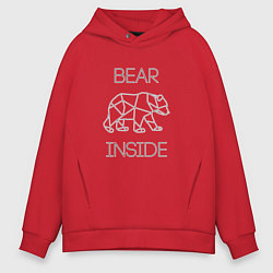Толстовка оверсайз мужская Bear Inside, цвет: красный