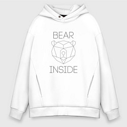 Толстовка оверсайз мужская Bear Inside, цвет: белый