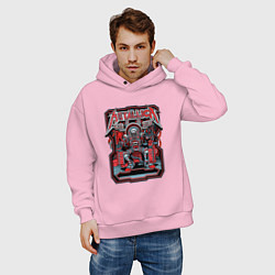 Толстовка оверсайз мужская Metallica: Robot Style, цвет: светло-розовый — фото 2