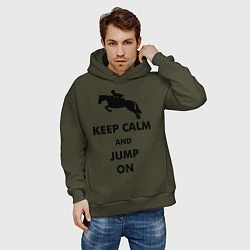 Толстовка оверсайз мужская Keep Calm & Jump On, цвет: хаки — фото 2